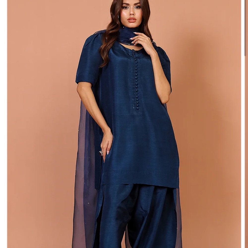 Elegant Navy Blue Women's Dress Pakistani farshi shalwar suit